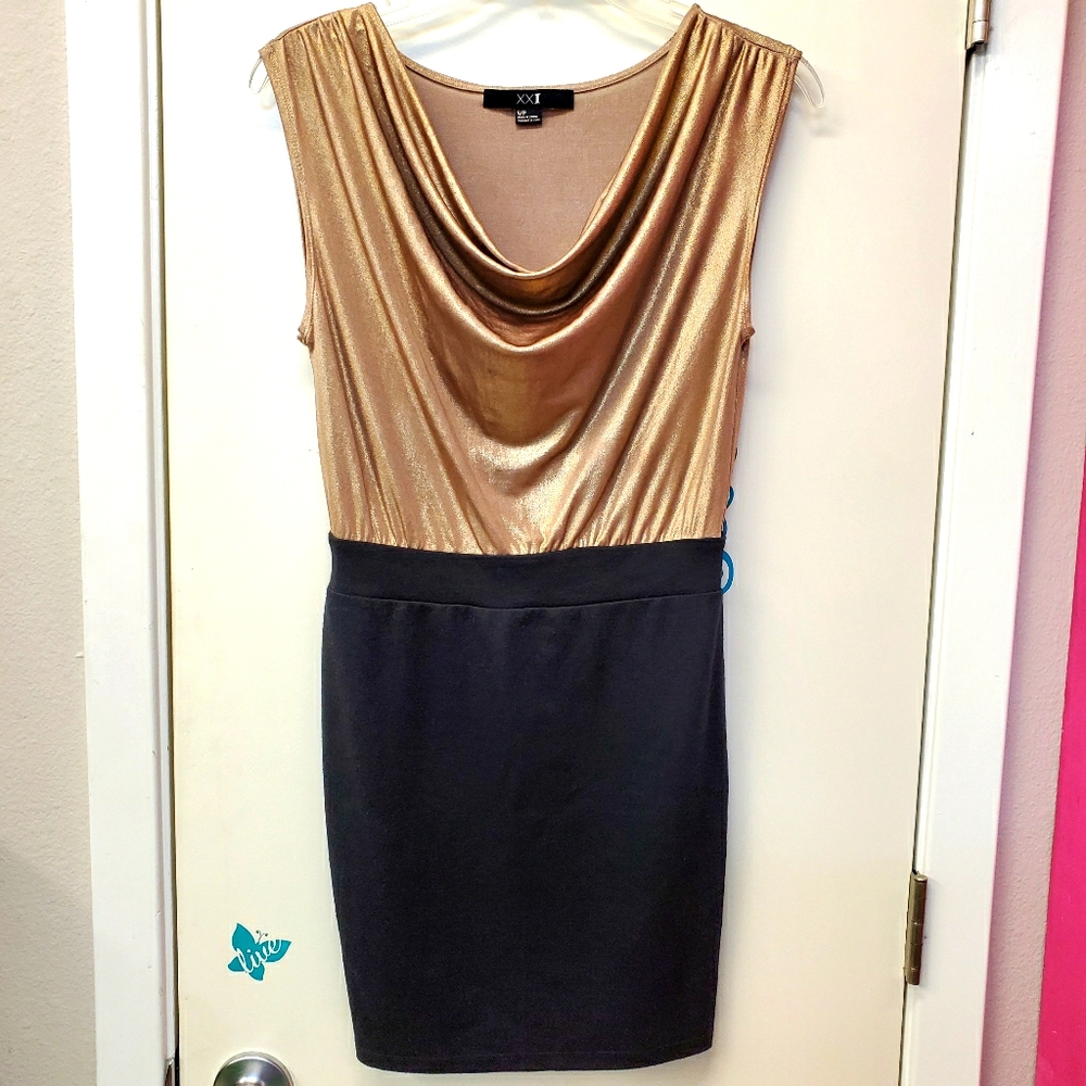 Forever 21 Metallic Gold and Black Bodycon Dress